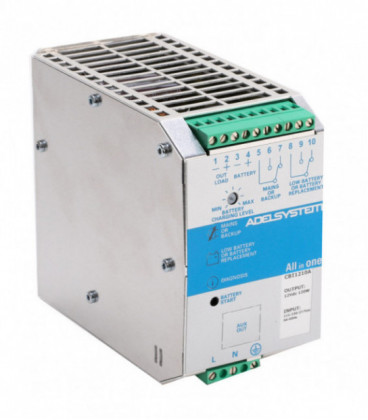 Cargador de baterías carril DIN 120W, Uin Vac monofásica, Uout 12Vdc, 100A, ADEL SYSTEMS