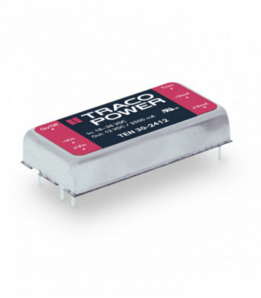 Convertidor DC DC para PCB 30W, Uin 9-75Vdc, Uout 1,5,2,5,3.3, 5, 12, 15, ±5, ±12, ±15Vdc, TRACO POWER