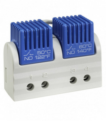 Termostato bimetálico doble calefacción/frío, serie FTD 011, rango de ajuste NC/NA 15°C-50°C, UL, STEGO