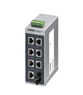 Switch NO gestionable 7 puertos RJ45, 10/100 Mbit/s - 1 interface F.O. tipo ST, serie SFNT, PHOENIX CONTACT