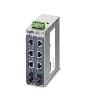 Switch NO gestionable 6 puertos RJ45, 10/100 Mbit/s - 2 interface F.O. tipo ST, serie SFNT, PHOENIX CONTACT