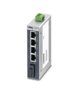 Switch NO gestionable 4 puertos RJ45, 10/100 Mbit/s - 1 interface F.O. tipo SC, serie SFNB, PHOENIX CONTACT