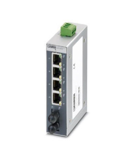 Switch NO gestionable 4 puertos RJ45, 10/100 Mbit/s - 1 interface F.O. tipo ST, serie SFNB, PHOENIX CONTACT