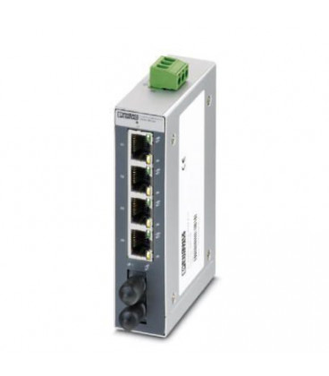 Switch NO gestionable 4 puertos RJ45, 10/100 Mbit/s - 1 interface F.O. tipo ST, serie SFNB, PHOENIX CONTACT