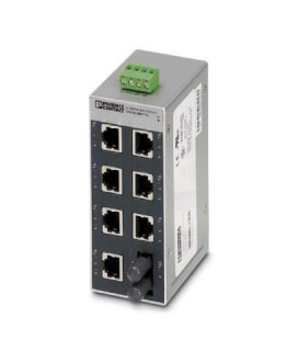 Switch NO gestionable 7 puertos RJ45, 10/100 Mbit/s - 1 interface F.O. tipo ST, serie SFN, PHOENIX CONTACT