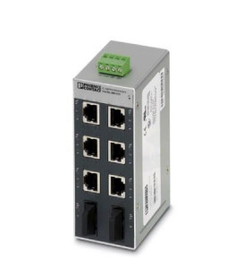 Switch NO gestionable 6 puertos RJ45, 10/100 Mbit/s - 2 interface F.O. tipo SC, serie SFN, PHOENIX CONTACT