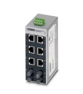 Switch NO gestionable 6 puertos RJ45, 10/100 Mbit/s - 2 interface F.O. tipo ST, serie SFN, PHOENIX CONTACT