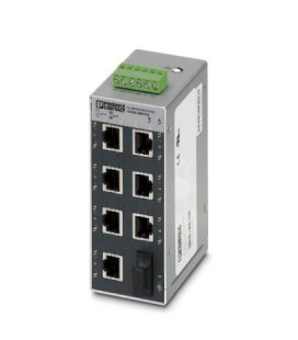 Switch NO gestionable 7 puertos RJ45, 10/100/1000 Mbit/s - 1 interface F.O. tipo SC, serie SFN, PHOENIX CONTACT