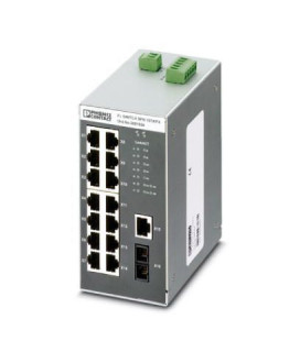 Switch NO gestionable 15 puertos RJ45, 10/100 Mbit/s - 1 interface F.O. tipo SC, serie SFN, PHOENIX CONTACT
