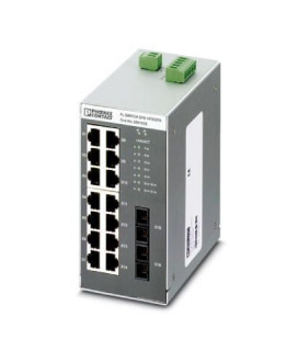 Switch NO gestionable 14 puertos RJ45, 10/100 Mbit/s - 2 interface F.O. tipo SC, serie SFN, PHOENIX CONTACT
