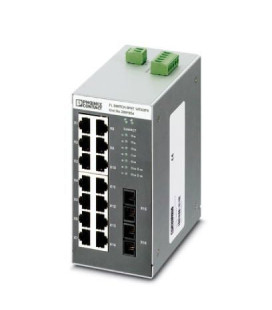 Switch NO gestionable 14 puertos RJ45, 10/100 Mbit/s - 2 interface F.O. tipo SC, serie SFNT, PHOENIX CONTACT